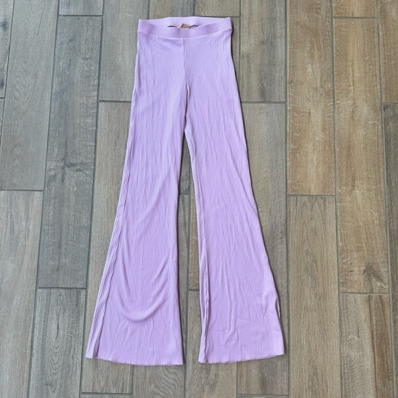 Show Me Your MuMu Women's Layer Up Ribbed Flared Pants Lilac Purple Pull-On XXS - Picture 2 of 6